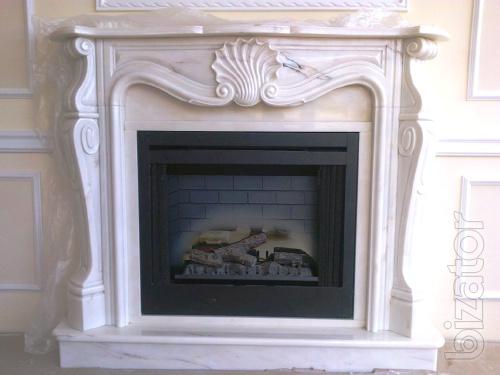 white fireplace, photo, price on the website
