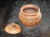 Ceramic pots for baking with the decor. Manual work. 