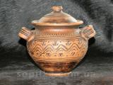 Clay pot with the decor. "Dairy ceramics"