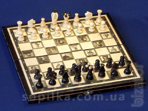 Chess with portraits of Ukrainian hetmans 