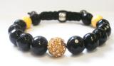Black agate with gold bead Shamballa