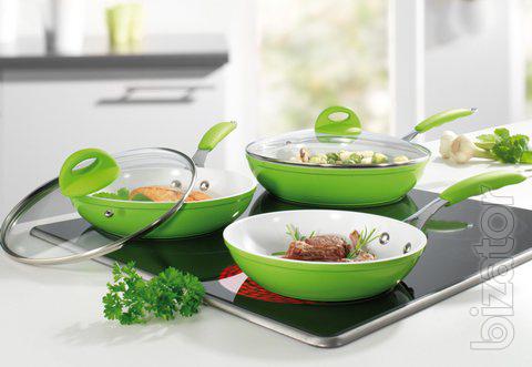 Ceramic frying pan Biolux kerama - set of 3 pieces 