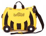 Baby briefcase British firm Trunki on wheels. Action 