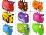 Baby briefcase British firm Trunki on wheels. Action