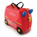 Baby briefcase British firm Trunki on wheels. Action 