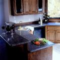 Countertops, window sills, fireplaces, stairs made of stone. 