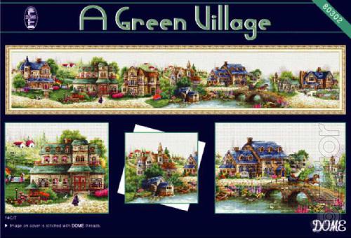 Set embroidery cross DOME Green village 