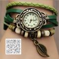 Watch bracelet leather beads on the button 6 colors vintage 2015 