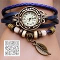 Watch bracelet leather beads on the button 6 colors vintage 2015 