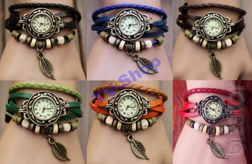 Watch bracelet leather beads on the button 6 colors vintage 2015 