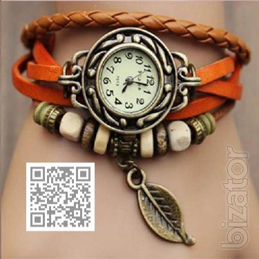 Watch bracelet leather beads on the button 6 colors vintage 2015 