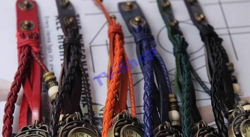 Watch bracelet leather beads on the button 6 colors vintage 2015 