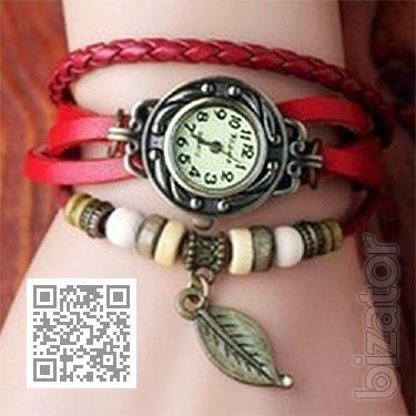 Watch bracelet leather beads on the button 6 colors vintage 2015 