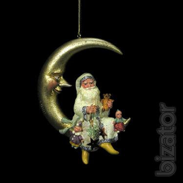 Christmas toy Santa on the moon, 10 cm, 2 types 