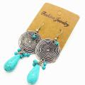 Earrings with turquoise drop, vintage