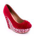 Red and green shoes with beautiful leopard high wedge 