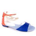 Blue-orange and white-blue sandals with closed heel 